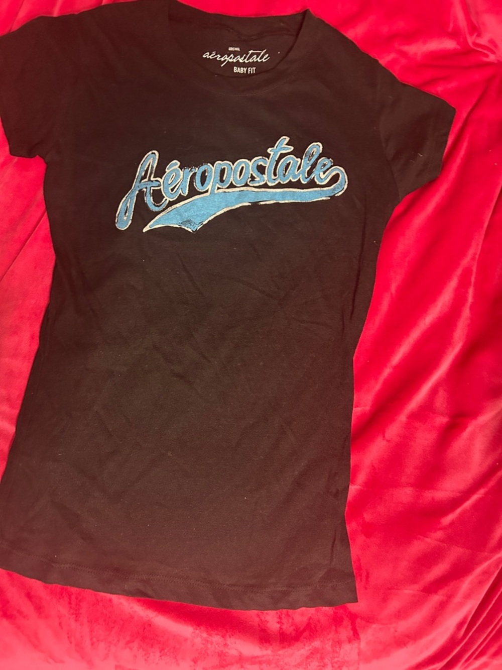 Aeropostale Black T-Shirt with Light Blue Logo